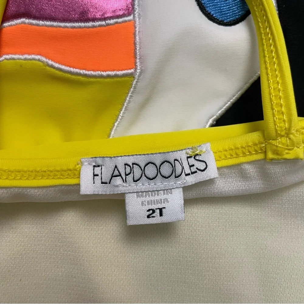 Flapdoodles Swimsuit One Piece Ruffle Toucan Bird Flowers Tropical Beach Yellow